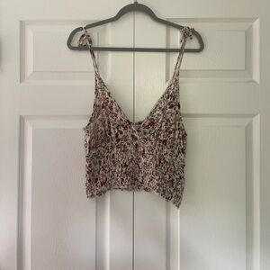 Floral smocked tank top